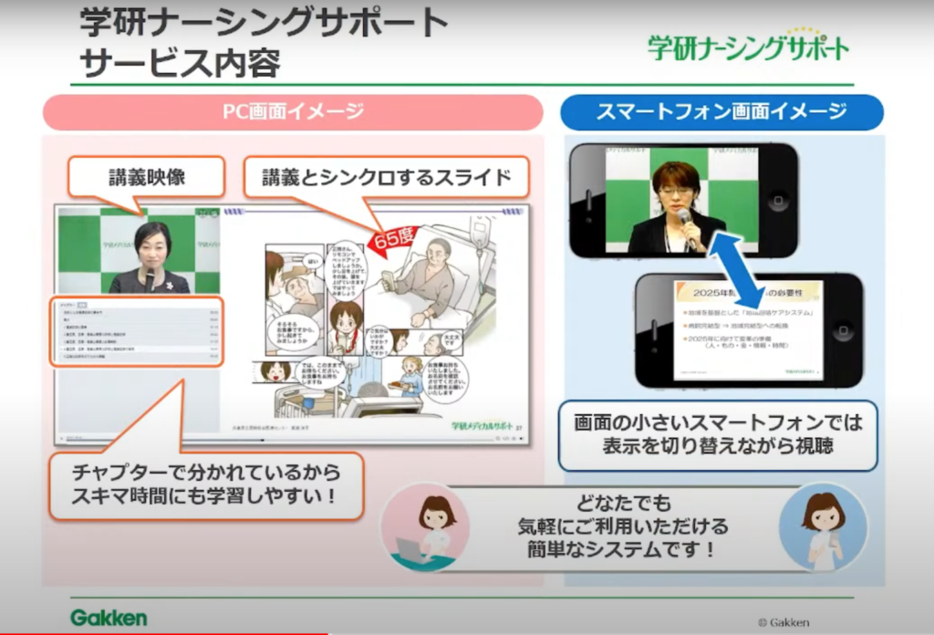 【株式会社学研メディカルサポート】教育を止めるな！コロナ禍でも医療従事者の教育に - 主要サービス①「学研ナーシングサポート」（3）