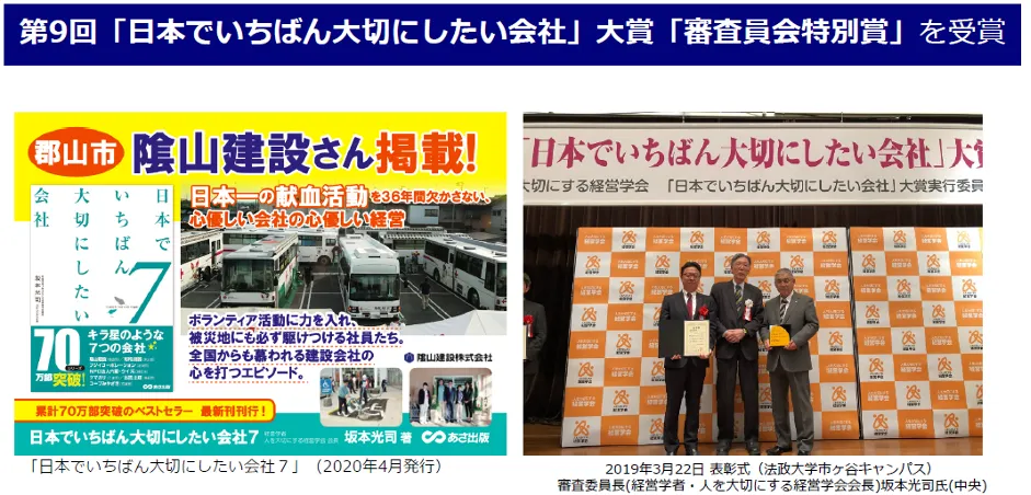 隂⼭建設株式会社「建設現場を変える挑戦」 - 受賞実績